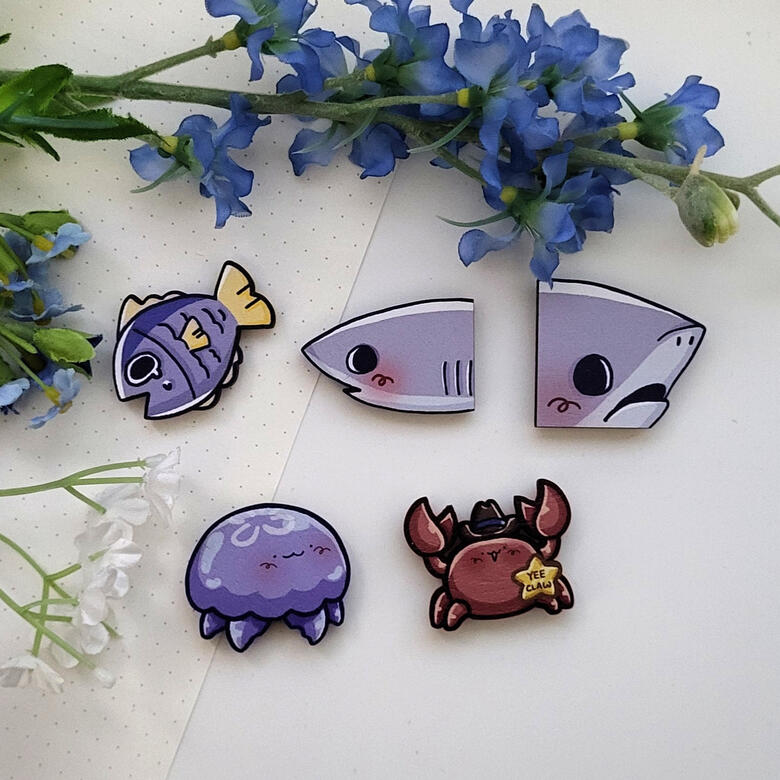 Sea Critter Wooden Magnets